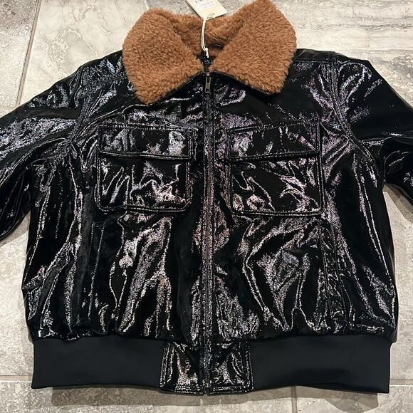 Mother Pilot Faux Patent Leather Jacket in Black, NWT, Size XL - Picture 6 of 14